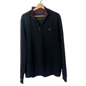 Ted Baker Black Slim Fit Quarter Zip Pullover Sweater 6 / XXL